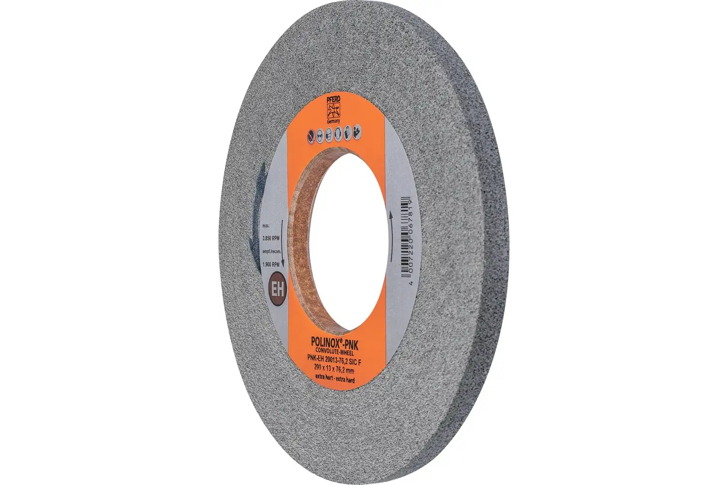 Picture of Pferd Polinox® Convolute Wheel, 8" X 1/2 X 3, Fine, Extra-Hard, 10Sf, Silicon Carbide
